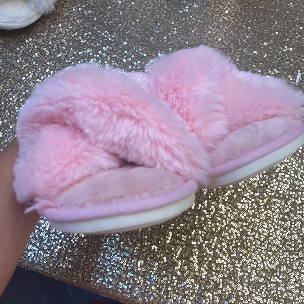 Pink Fluffy Slippers - New with tags! Multiple sizes - Picture 3 of 3